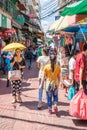 Shoppers in a busy street Royalty Free Stock Photo