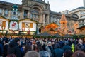 Afternoon crowds enjoy the food and drink huts at the German Christmas market in Birmingham