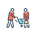 Color illustration icon for Shoppers, shopkeeper and chandler