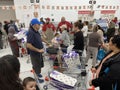 Shoppers panic puying toilet paper at the supermarket