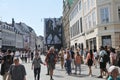 Shoppers and tourists enjoy day on stroeget amager torv