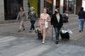 Shoppers and travelers on streoget in Copenhagen Denmark