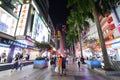 Shoppers and visitors crowd the famous Dongmen Pedestrian Street. Dongmen is a shopping area of Shenzhen Royalty Free Stock Photo