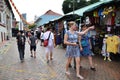 Shoppers walk through Chinatown in Singapore