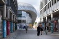 Shoppers walk through the modern Arc shopping center in Bury St Edmunds, UK