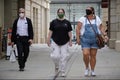 Shoppers Wear Face Masks As A New Law Is Introduced Mandating Their Use To Combat Covid-19 Pandemic Royalty Free Stock Photo