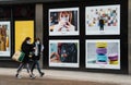 Shoppers wearing face masks outside HMV flagship store, Oxford Street London