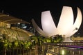 The shoppes at Marina Bay, Singapore - MAY 28, 2016: Artscience Museum and shopping mall at night Royalty Free Stock Photo