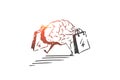 Shopping addiction, consumerism problem concept sketch. Hand drawn isolated vector