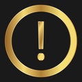 Shopping attention or problem or exclamation simple gold icon for apps and websites