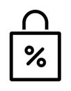 Shopping bag percentage sale discount offer icon