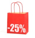 Shopping bag with -25% sign on white