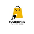 shopping bag arrow sign logo desain vector