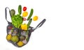 .Shopping bag with assortment of fresh vegetables on white background Royalty Free Stock Photo