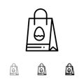Shopping Bag, Bag, Easter, Egg Bold and thin black line icon set Royalty Free Stock Photo