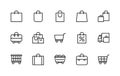 Shopping bag and basket vector linear icons set. Collection contains such icons as delivery, trade, cart, sales and more Royalty Free Stock Photo