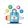 Cloud Storage Shopping Bag: Data Management, Online Marketplace, E-commerce Illustration Royalty Free Stock Photo