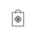 Shopping bag with clover outline icon