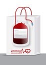 A shopping bag design with bloods bag and wording of world blood donor day screen on cover in vector design