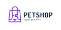 Shopping bag with dog petshop logo vector symbol Pet Shop logotype Modern animal icon labels for shops and bags, veterinary