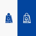 Shopping Bag, Bag, Easter, Egg Line and Glyph Solid icon Blue banner Line and Glyph Solid icon Blue banner Royalty Free Stock Photo