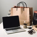 shopping bag with electronic gadgets
