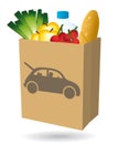 Shopping bag. Fresh food. Drive icon.