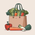 Bag of fresh vegetables, vector illustration