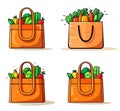 Shopping bag full of groceries icon isolated on white background. Variations set