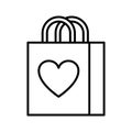 Shopping bag with heart icon. Valentines day sales. Pictogram isolated on a white background Royalty Free Stock Photo