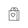 Shopping Bag With Heart Line Icon