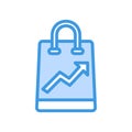 Shopping bag icon in blue style about marketing and growth for any projects Royalty Free Stock Photo