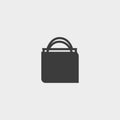 Shopping bag icon in a flat design in black color. Vector illustration eps10 Royalty Free Stock Photo