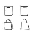 Shopping bag icon with hand drawn doodle illustration vector isolated on white background Royalty Free Stock Photo