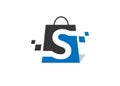 Shopping bag icon with letter s trendy and modern logo