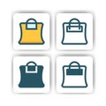 Shopping bag icon for mobile, web, and presentation with flat color vector illustrator