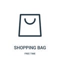 shopping bag icon vector from free time collection. Thin line shopping bag outline icon vector illustration. Linear symbol for use