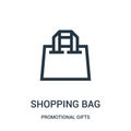 shopping bag icon vector from promotional gifts collection. Thin line shopping bag outline icon vector illustration. Linear symbol