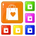 Shopping bag icons set vector color Royalty Free Stock Photo