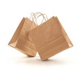 Shopping bag kraft brown paper on white background