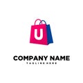 Shopping Bag Letter U Logo template vector