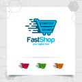 Shopping bag logo design concept of online shop icon and cart vector used for merchant, e-commerce, and supermarket
