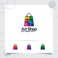 Shopping bag logo design concept of online shop icon and colorful geometric vector used for camera store, e-commerce, and Royalty Free Stock Photo