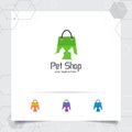 Shopping bag logo design concept of online shop icon and pet vector used for merchant, pet shop, and supermarket Royalty Free Stock Photo