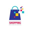 Shopping bag logo design element. Digital online shop sign. Vector illustration.