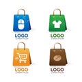 Shopping bag logo design with text Royalty Free Stock Photo