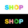 Shopping bag logo design vector. Online shops icon.