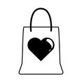 Shopping bag love heart romantic gift linear style icon