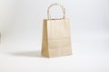 Brown paper bags for shopping with white backdro