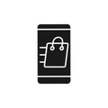 Shopping Bag with mobile phone icon Vector Design. Shopping Bag icon with smartphone design concept for e-commerce, online store Royalty Free Stock Photo